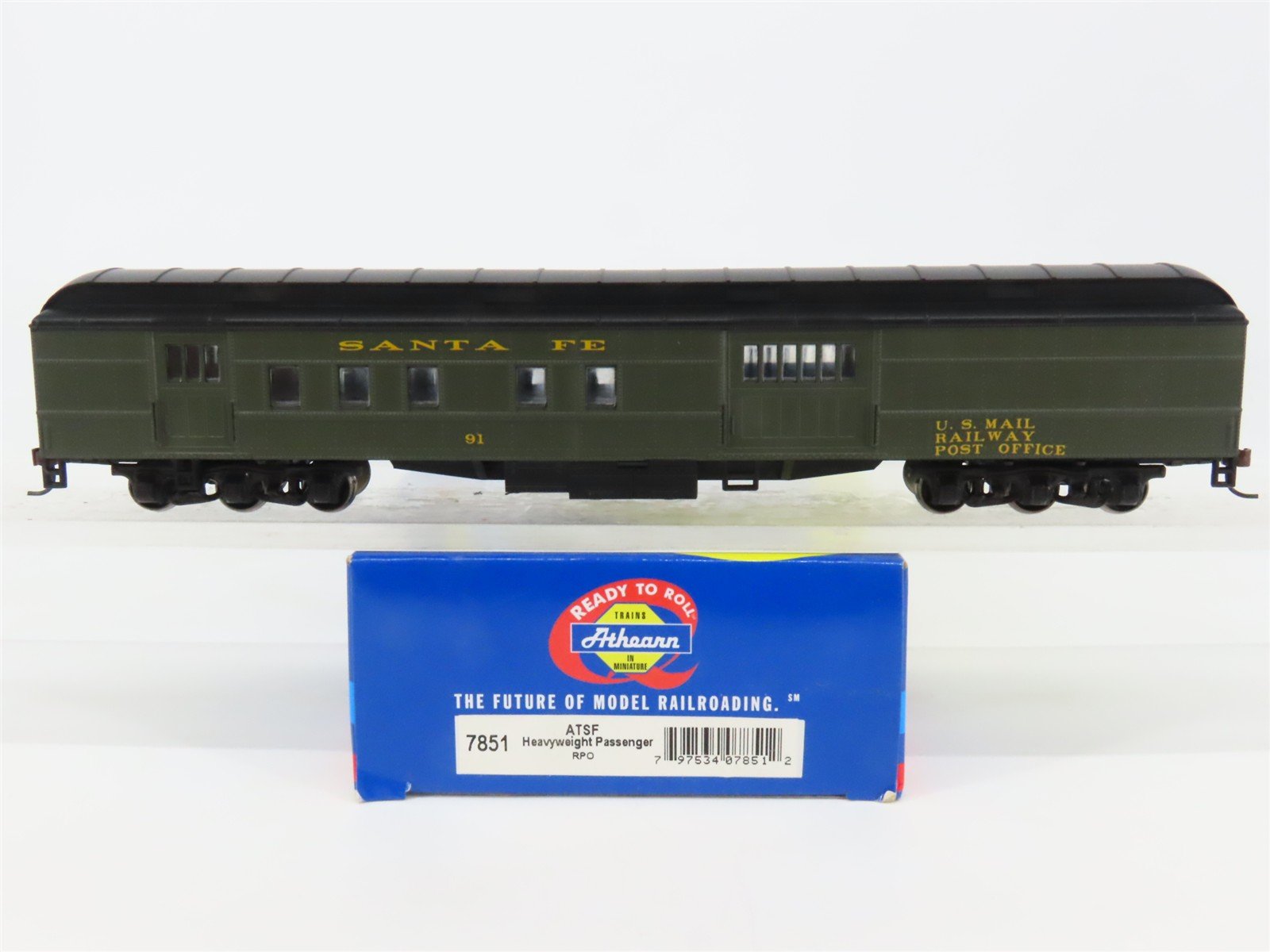 HO Scale Athearn 7851 ATSF Santa Fe Railroad Heavyweight RPO Passenger #91