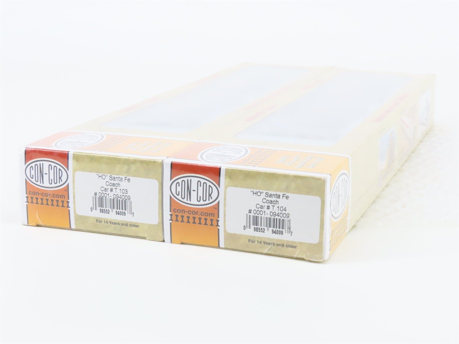 HO Scale Con-Cor 0001-094009 ATSF Santa Fe Coach Passenger 2-Car Set Sealed