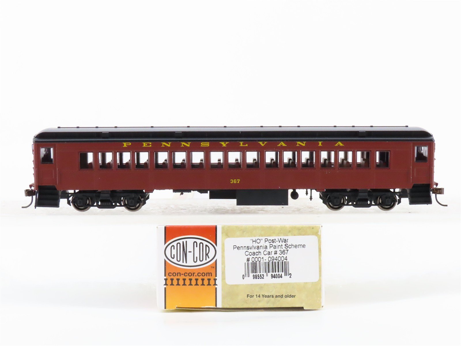 HO Scale Con-Cor 0001-094004 PRR Pennsylvania Railroad Coach Passenger Car #367