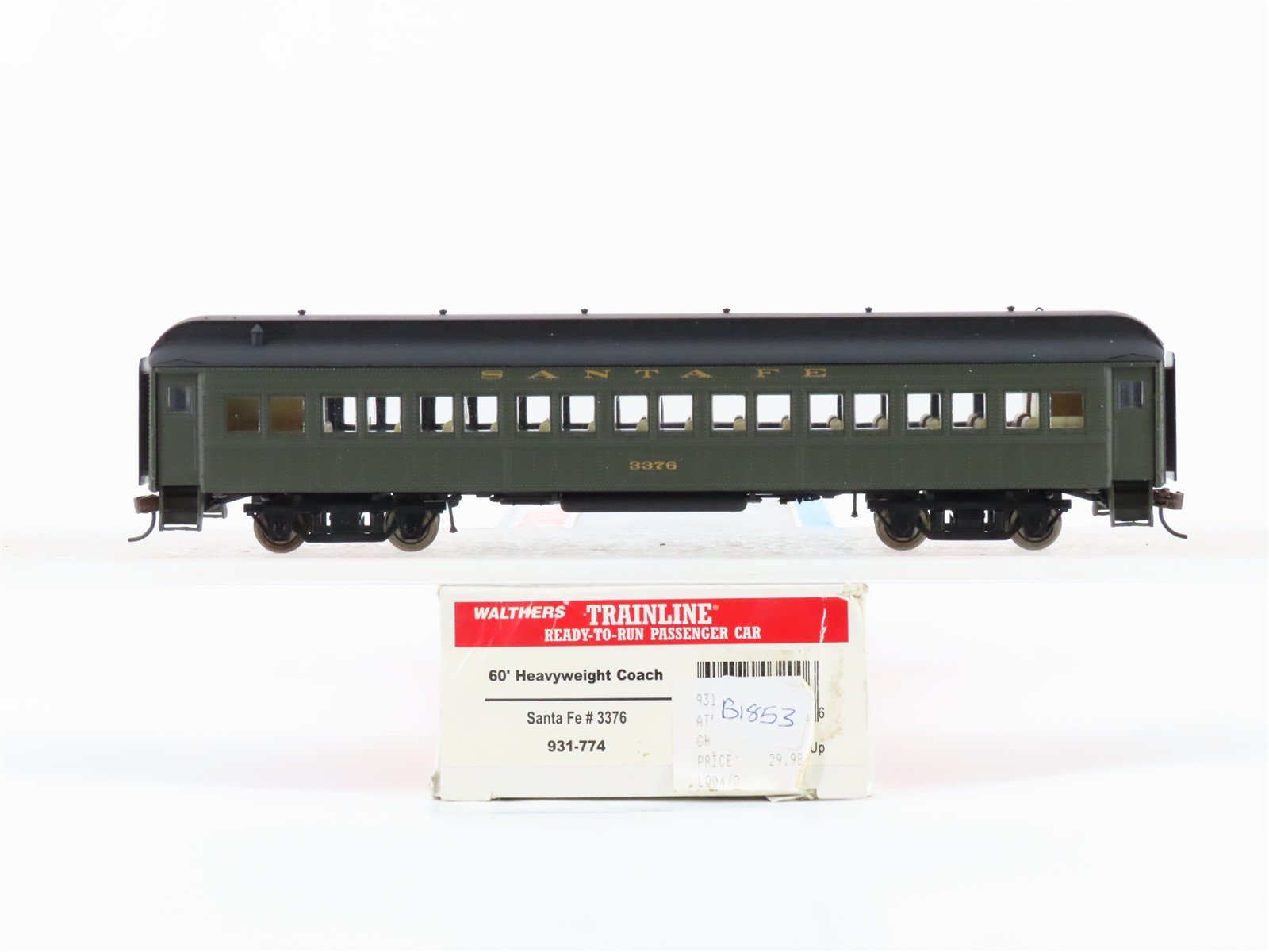 HO Scale Walthers 931-774 ATSF Santa Fe 60' Heavyweight Coach Passenger #3376