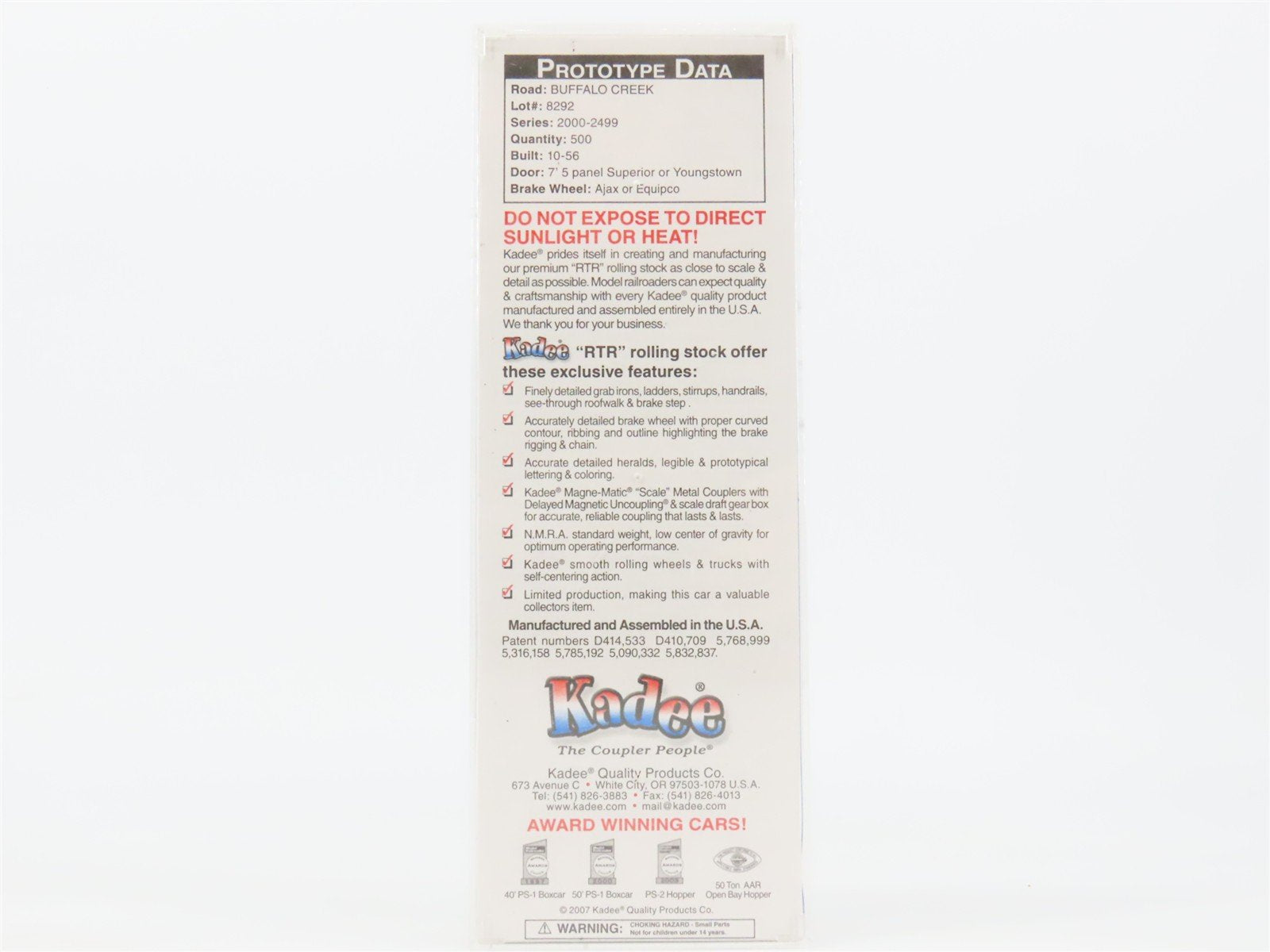 HO Scale Kadee 4926 BCK Buffalo Creek 40' Box Car 2200 RTR