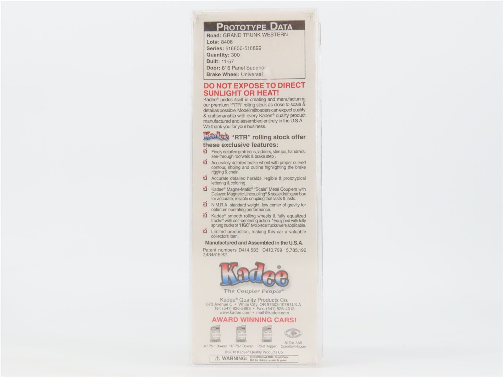 HO Scale Kadee 5315 GTW Grand Trunk Western 40' Box Car 516748 RTR
