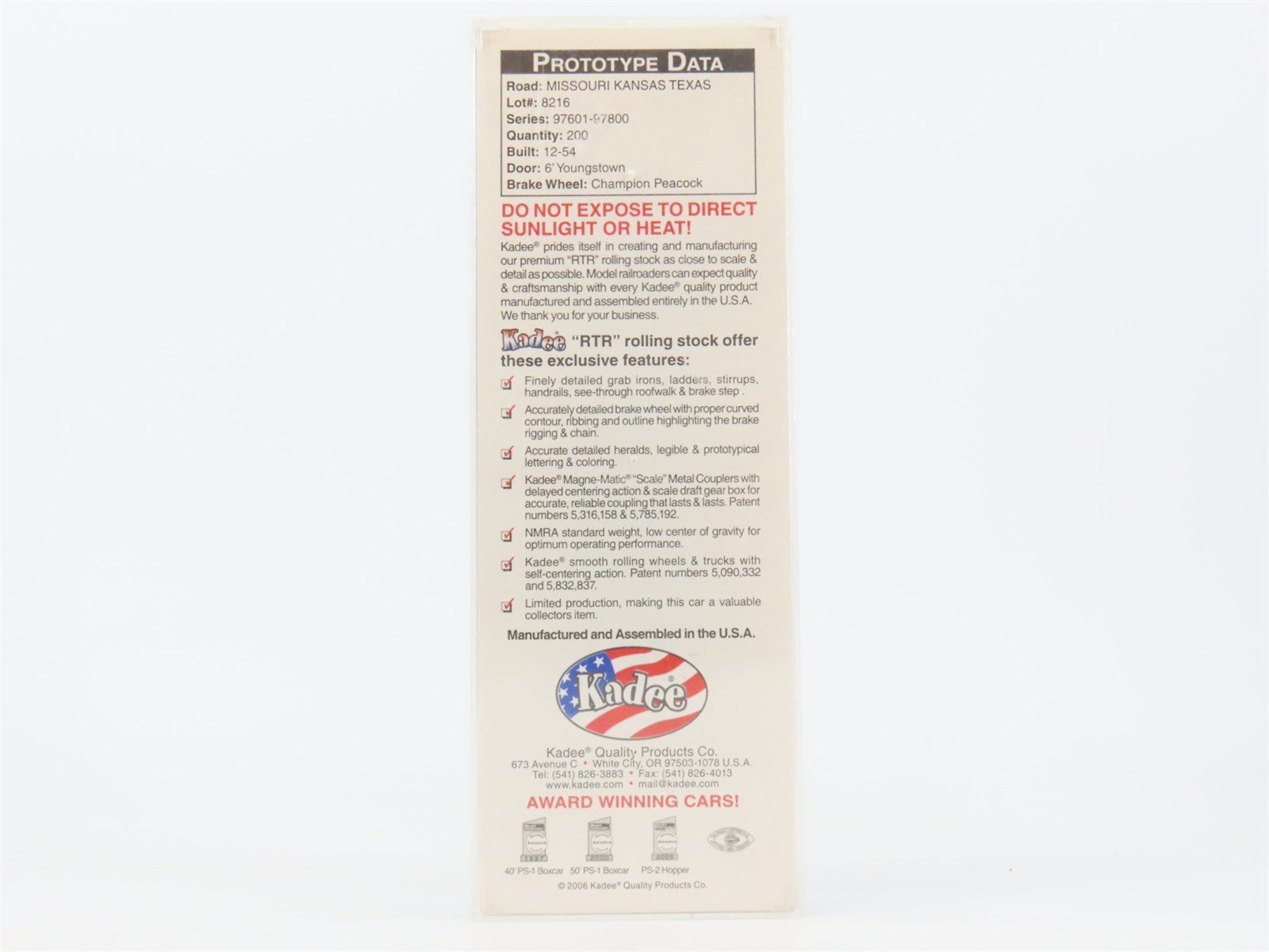 HO Scale Kadee 4512 MKT Missouri-Kansas-Texas 40' Box Car 97630 RTR