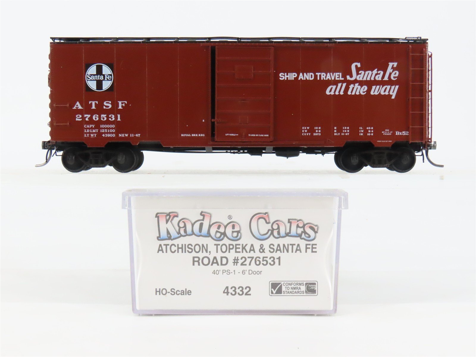 HO Scale Kadee 4332 ATSF Santa Fe 40' Box Car 276531 RTR