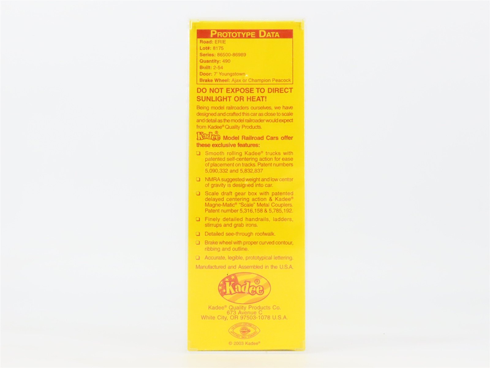 HO Scale Kadee 4907 Erie Railroad 40' Box Car 86931 RTR