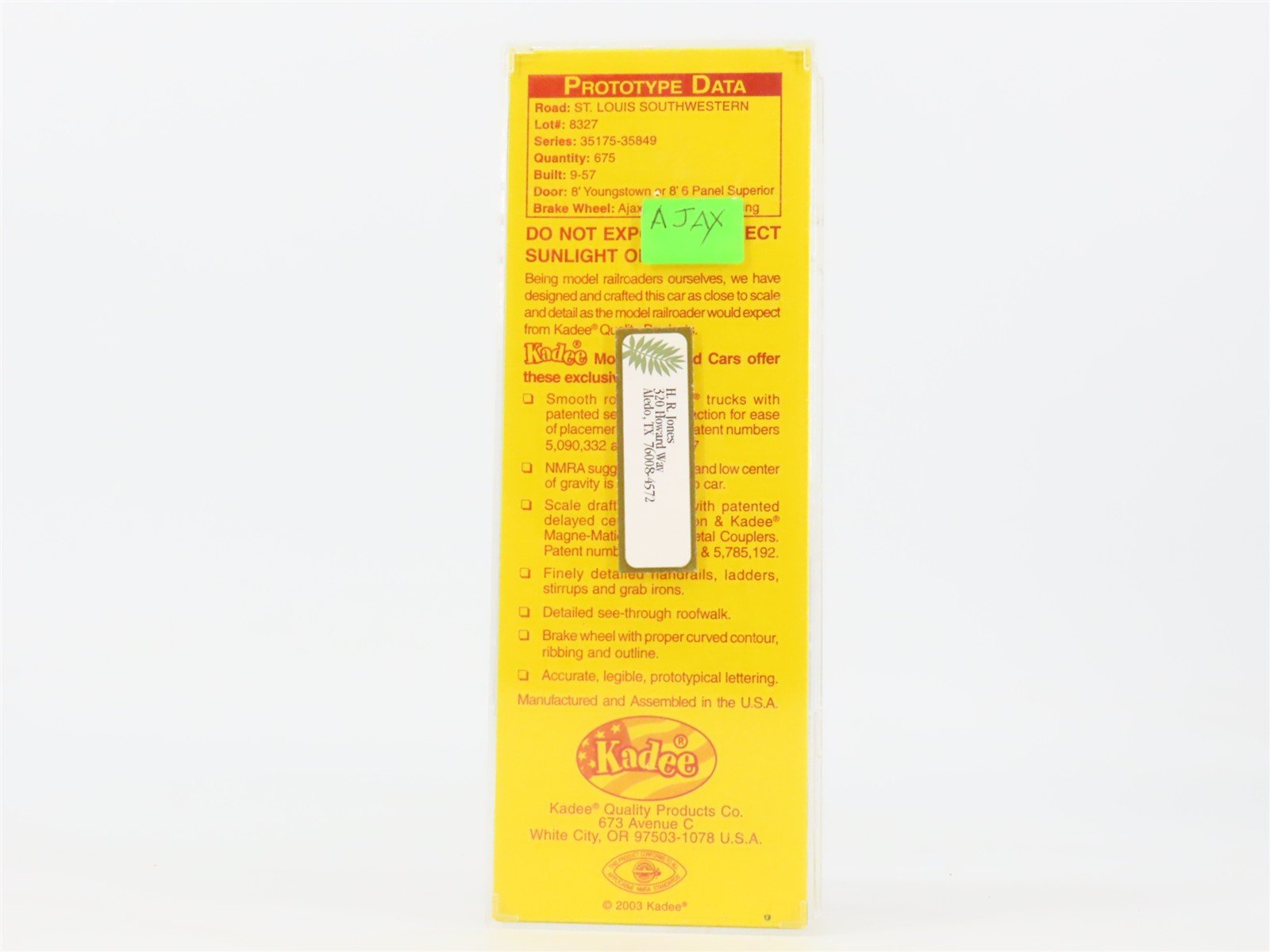 HO Scale Kadee 5247 SSW St. Louis Southwestern 40' Box Car 35227 RTR