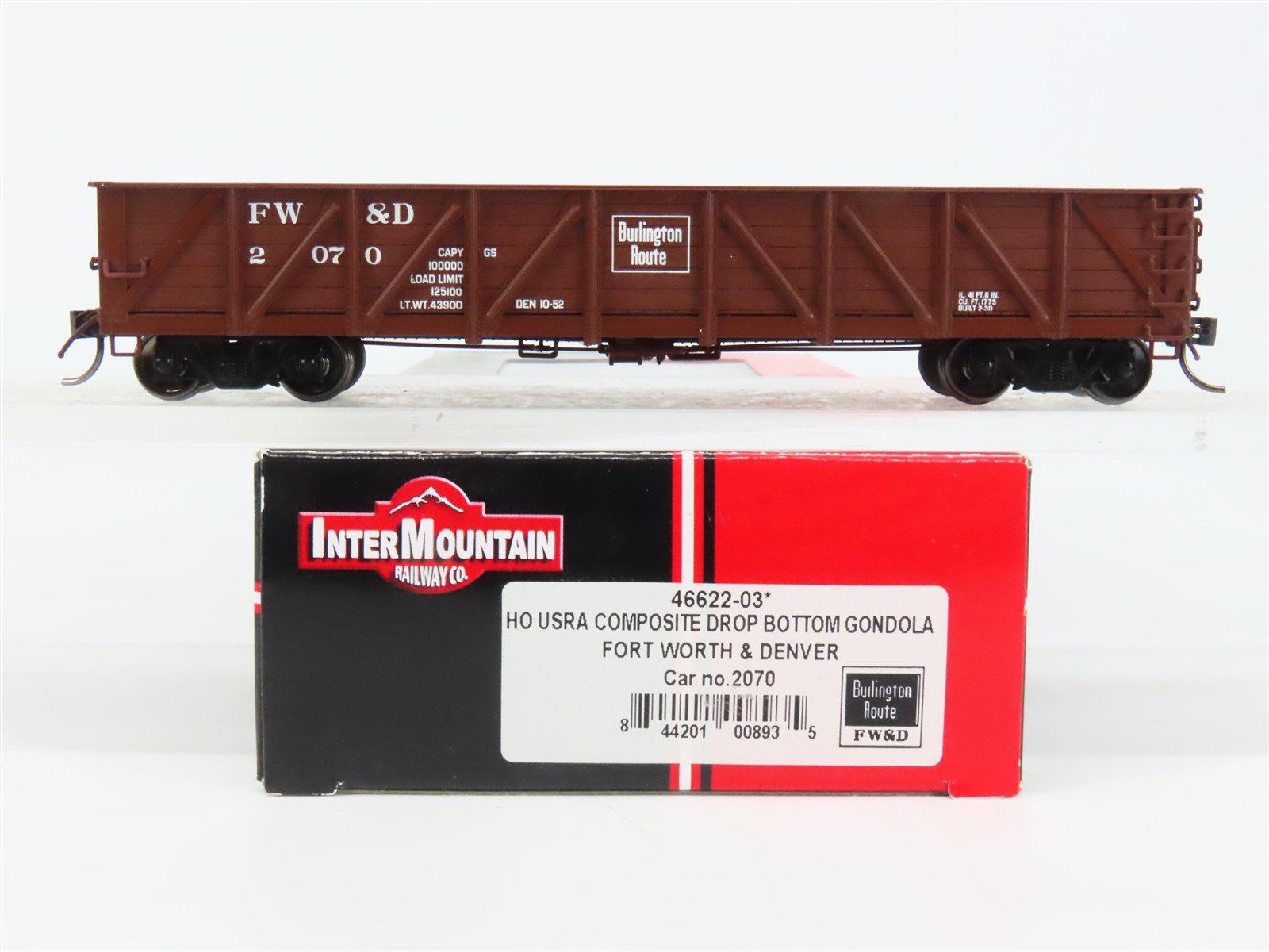 HO Scale InterMountain 46622-03 FW&D Fort Worth & Denver Gondola 2070 RTR