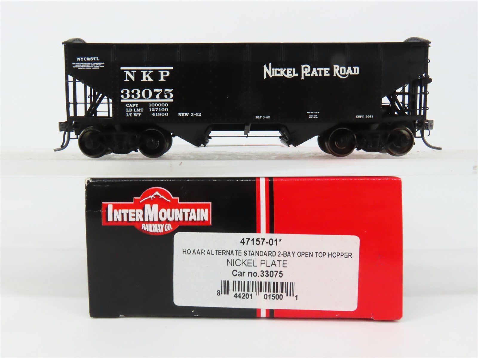 HO Scale InterMountain 47157-01 NKP Nickel Plate Road 2-Bay Open Top Hopper RTR