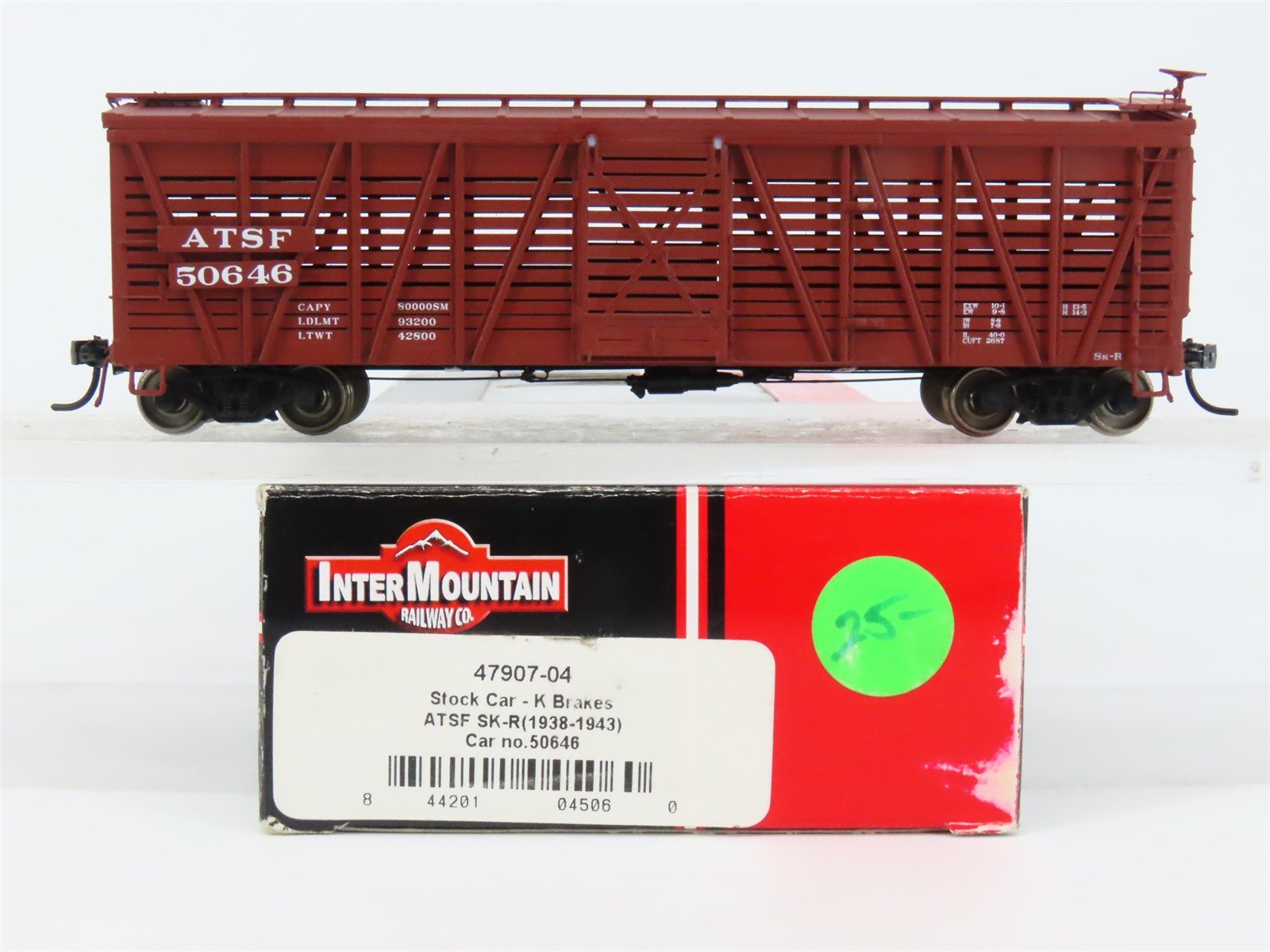 HO Scale InterMountain 47907-04 ATSF Santa Fe 40' Stock/Cattle Car 50646 RTR