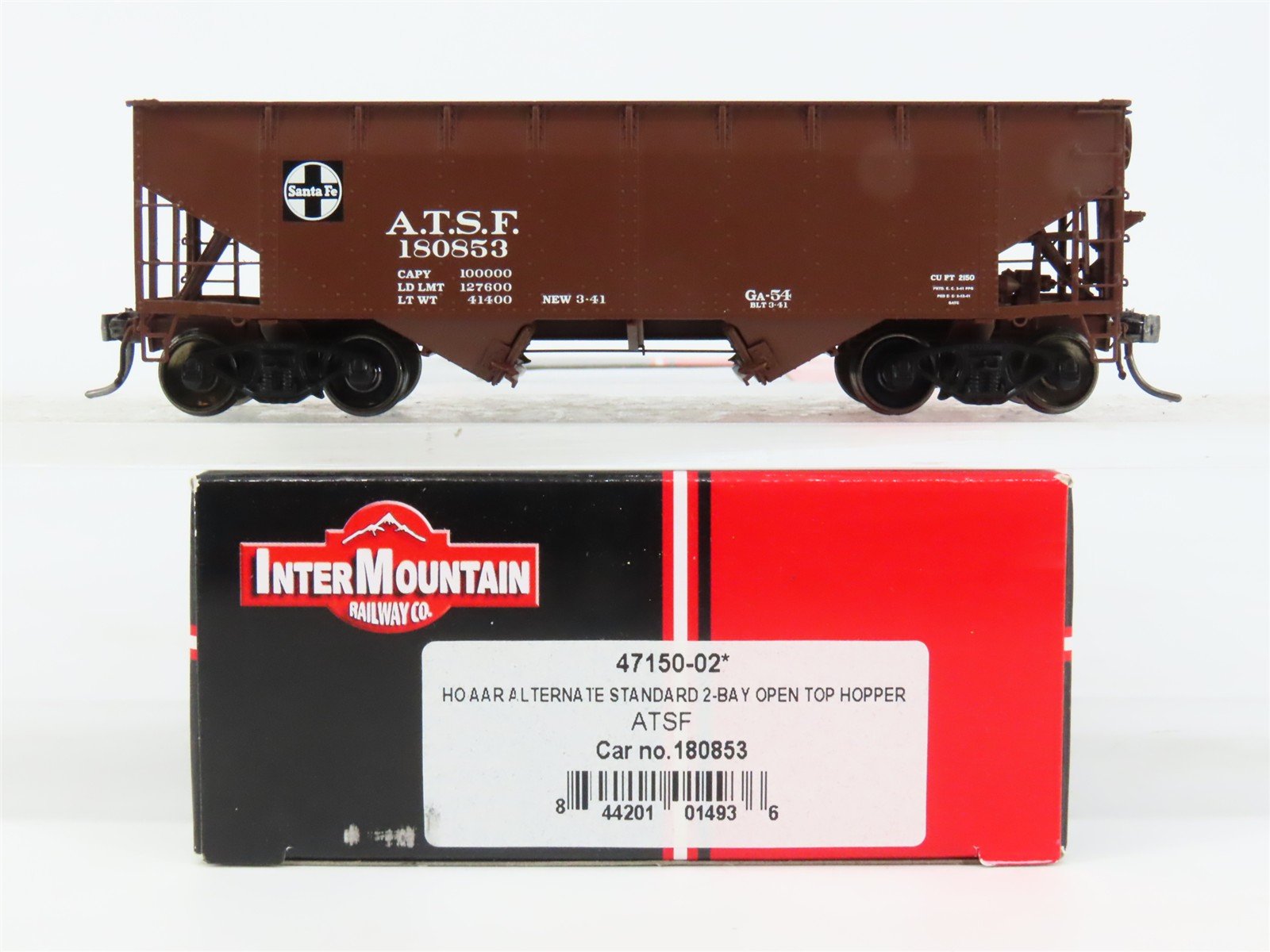 HO Scale InterMountain 47150-02 ATSF Santa Fe 2-Bay Open Top Hopper 180853 RTR