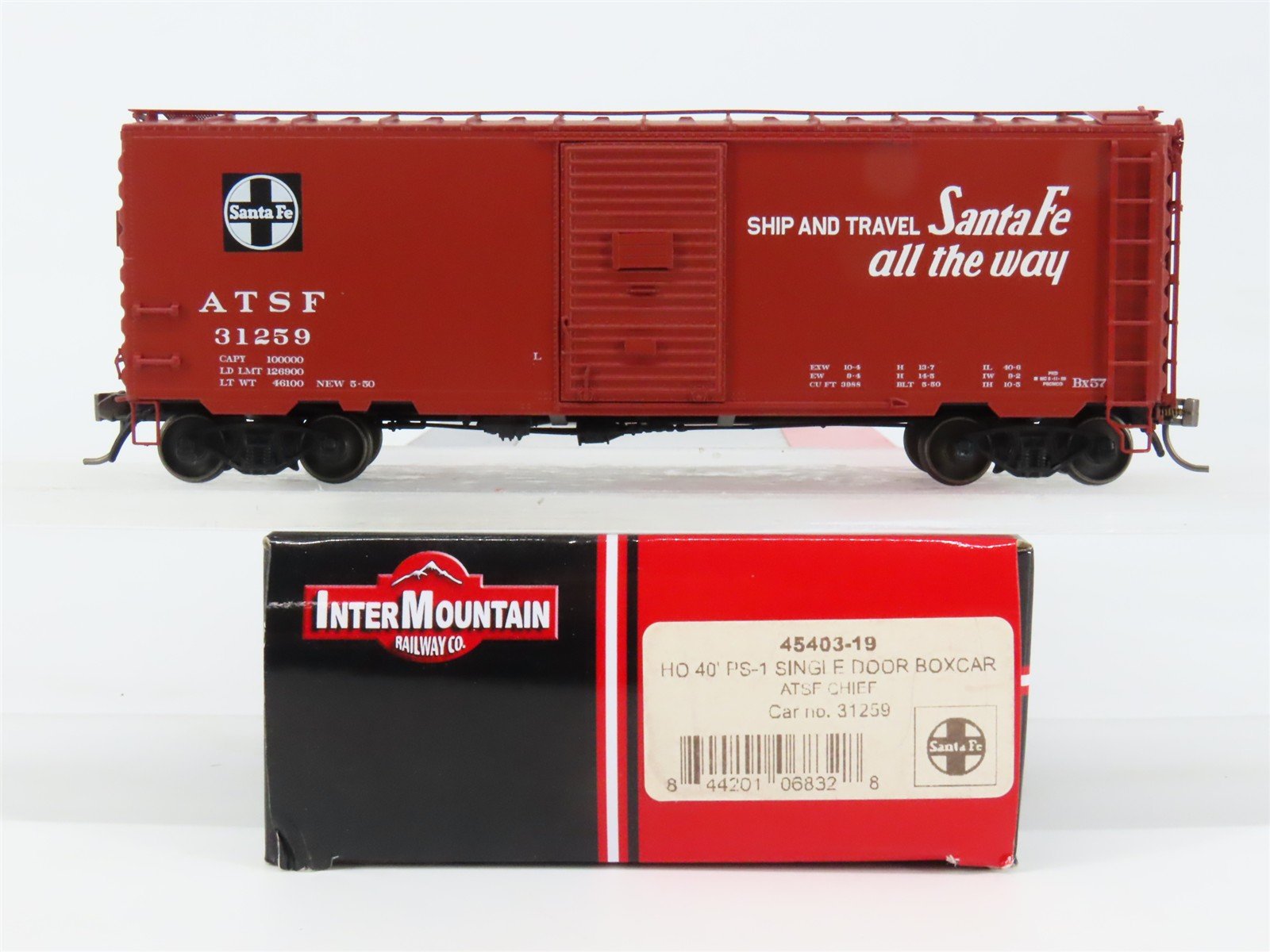 HO Scale InterMountain 45403-19 ATSF Santa Fe 40' PS-1 Single Door Box Car RTR