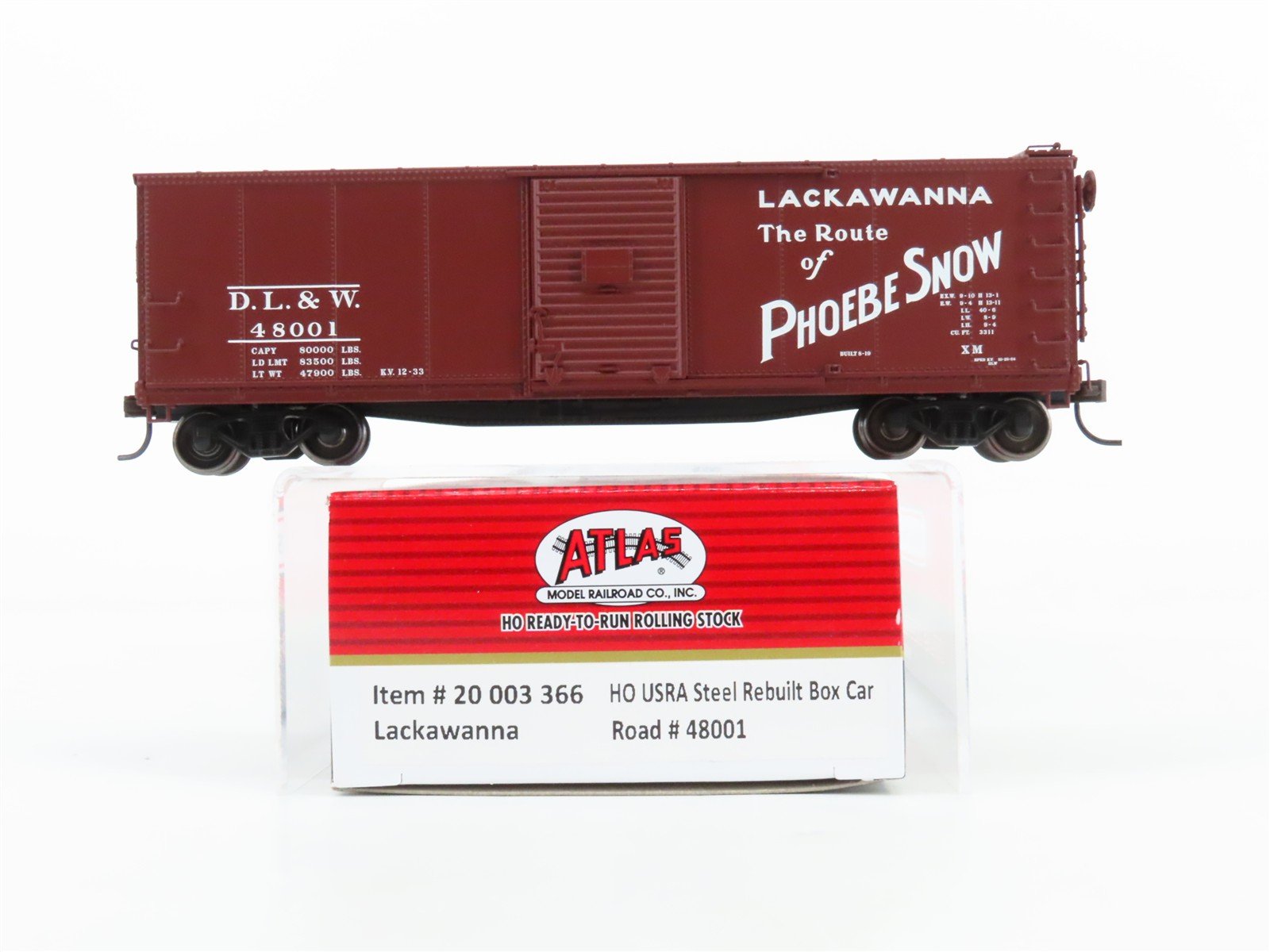 HO Scale Atlas 20003366 DLW Lackawanna 40' Box Car 48001 RTR