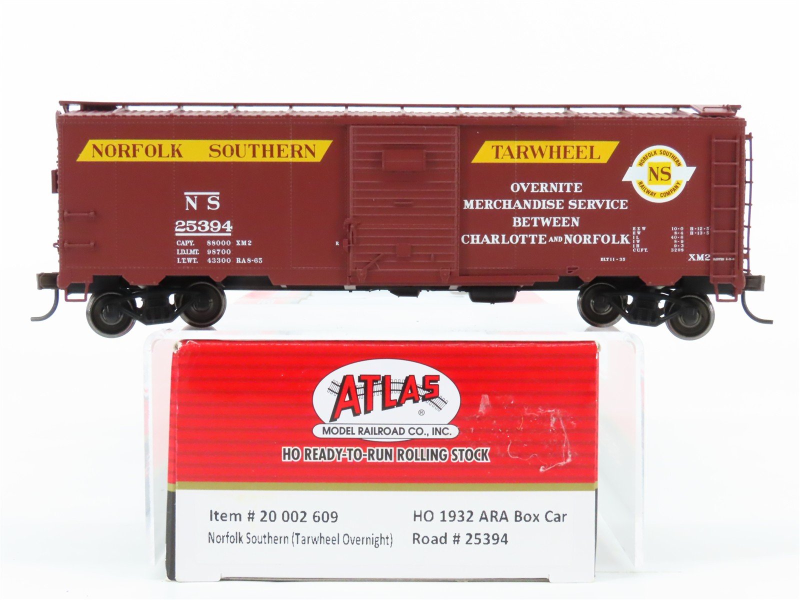 HO Scale Atlas 20002609 NS Norfolk Southern 40' Box Car 25394 RTR