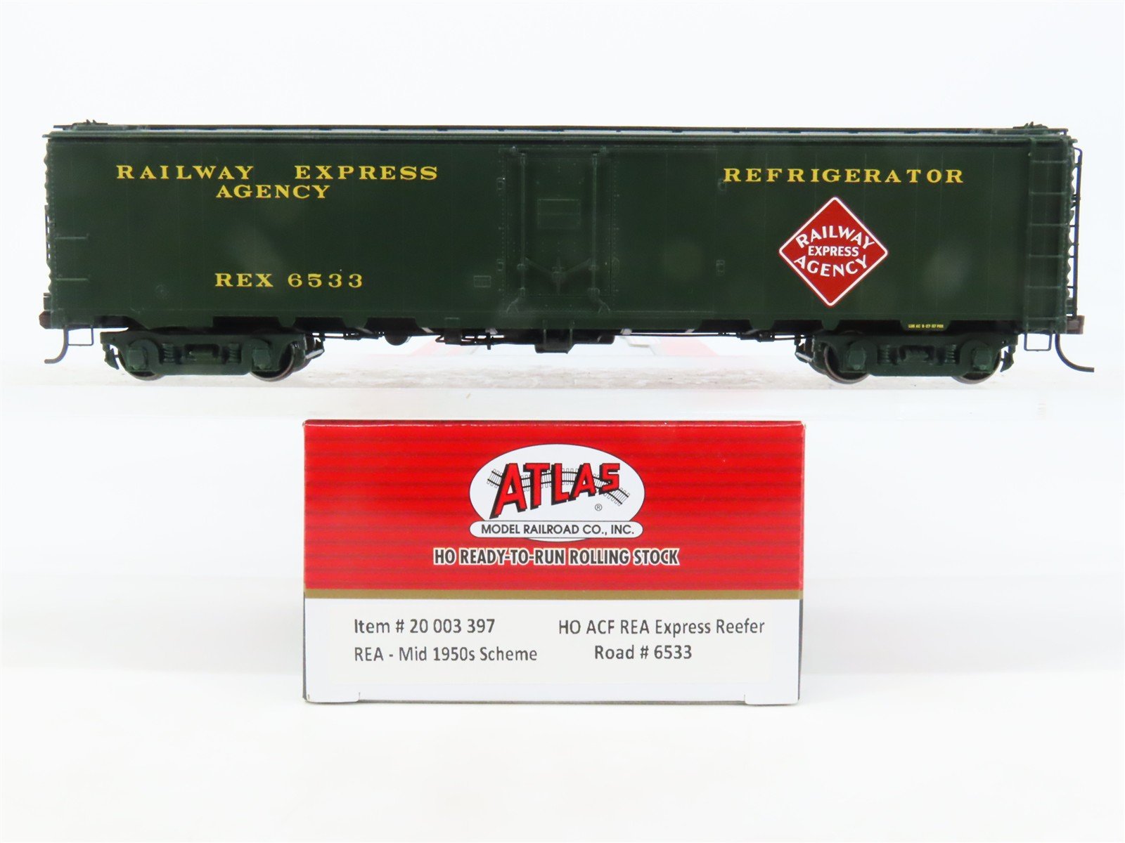 HO Scale Atlas 20003397 REX Railway Express Agency ACF Express Reefer 6533 RTR