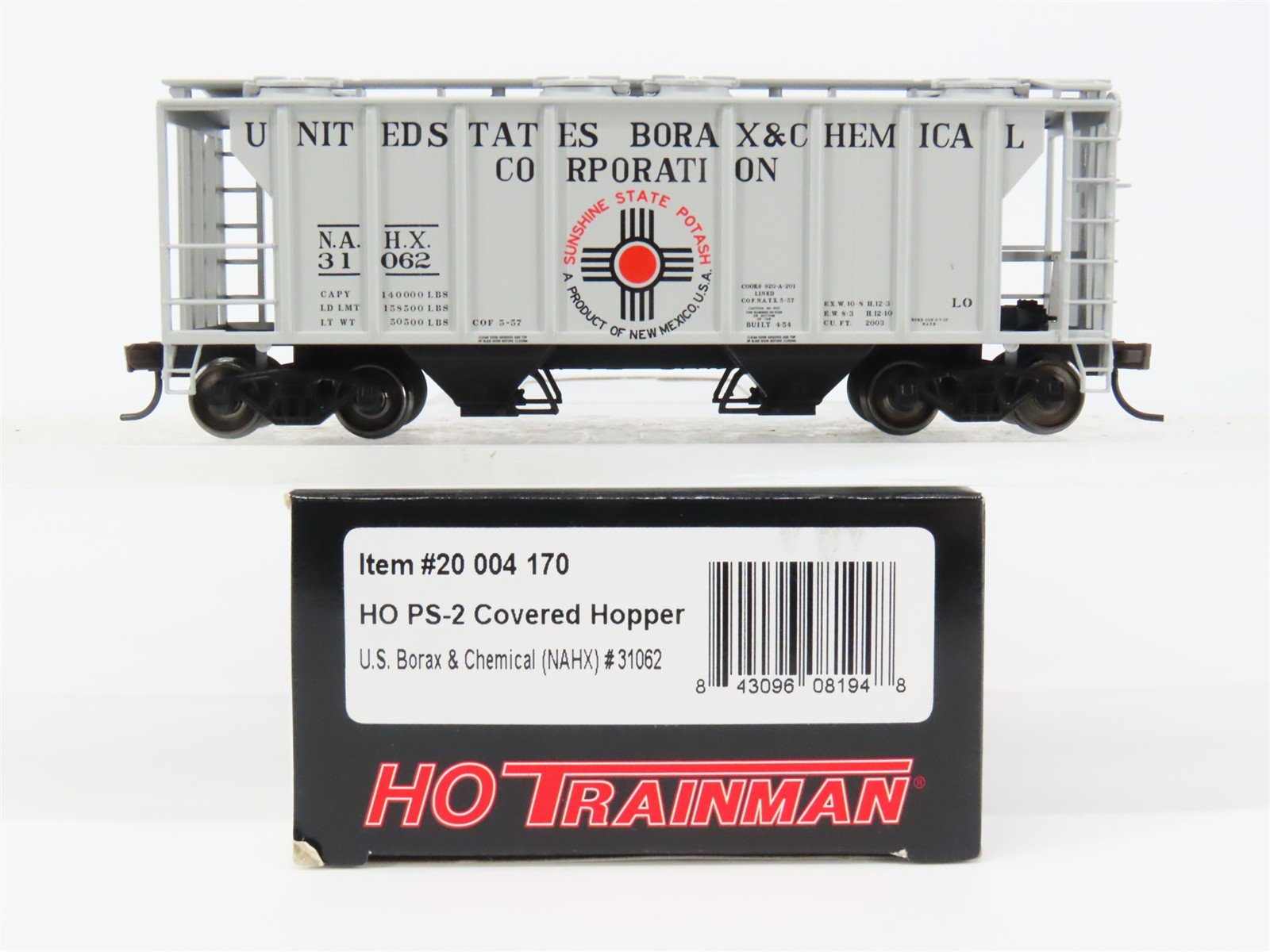 HO Scale Atlas 20004170 NAHX U.S. Borax & Chemical PS-2 Covered Hopper 31062 RTR