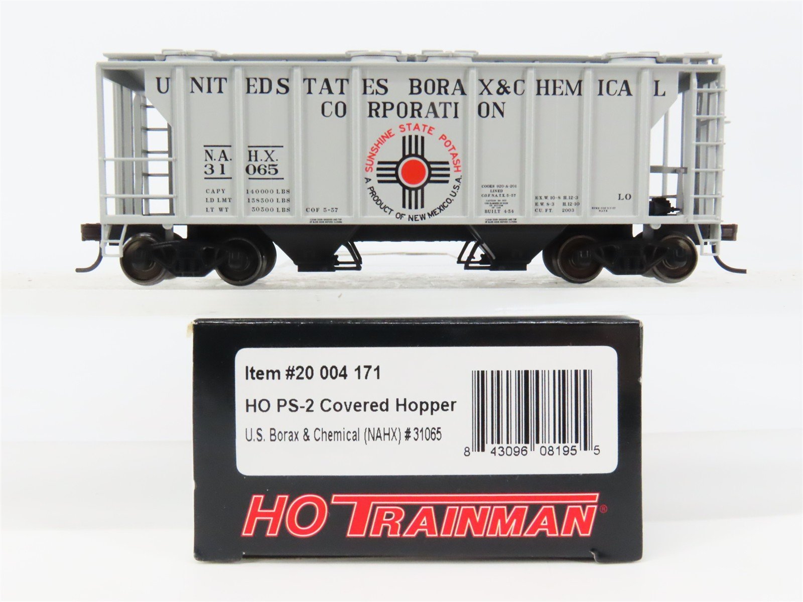 HO Scale Atlas 20004171 NAHX U.S. Borax & Chemical PS-2 Covered Hopper 31065 RTR