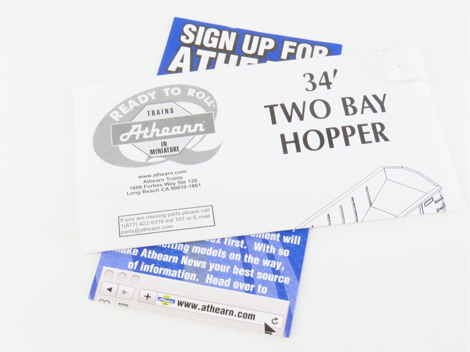 HO Scale Athearn 72684 RI Rock Island 34' 2-Bay Hopper 89461 RTR