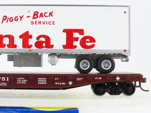 HO Scale Athearn 72474 ATSF Santa Fe 50' Flat Car with 40' Trailer 751 RTR
