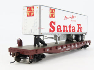 HO Scale Athearn 72474 ATSF Santa Fe 50' Flat Car with 40' Trailer 751 RTR