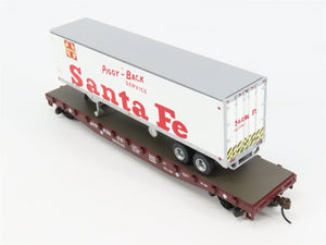 HO Scale Athearn 72474 ATSF Santa Fe 50' Flat Car with 40' Trailer 751 RTR