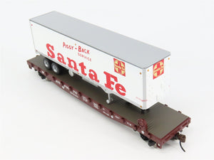 HO Scale Athearn 72474 ATSF Santa Fe 50' Flat Car with 40' Trailer 751 RTR