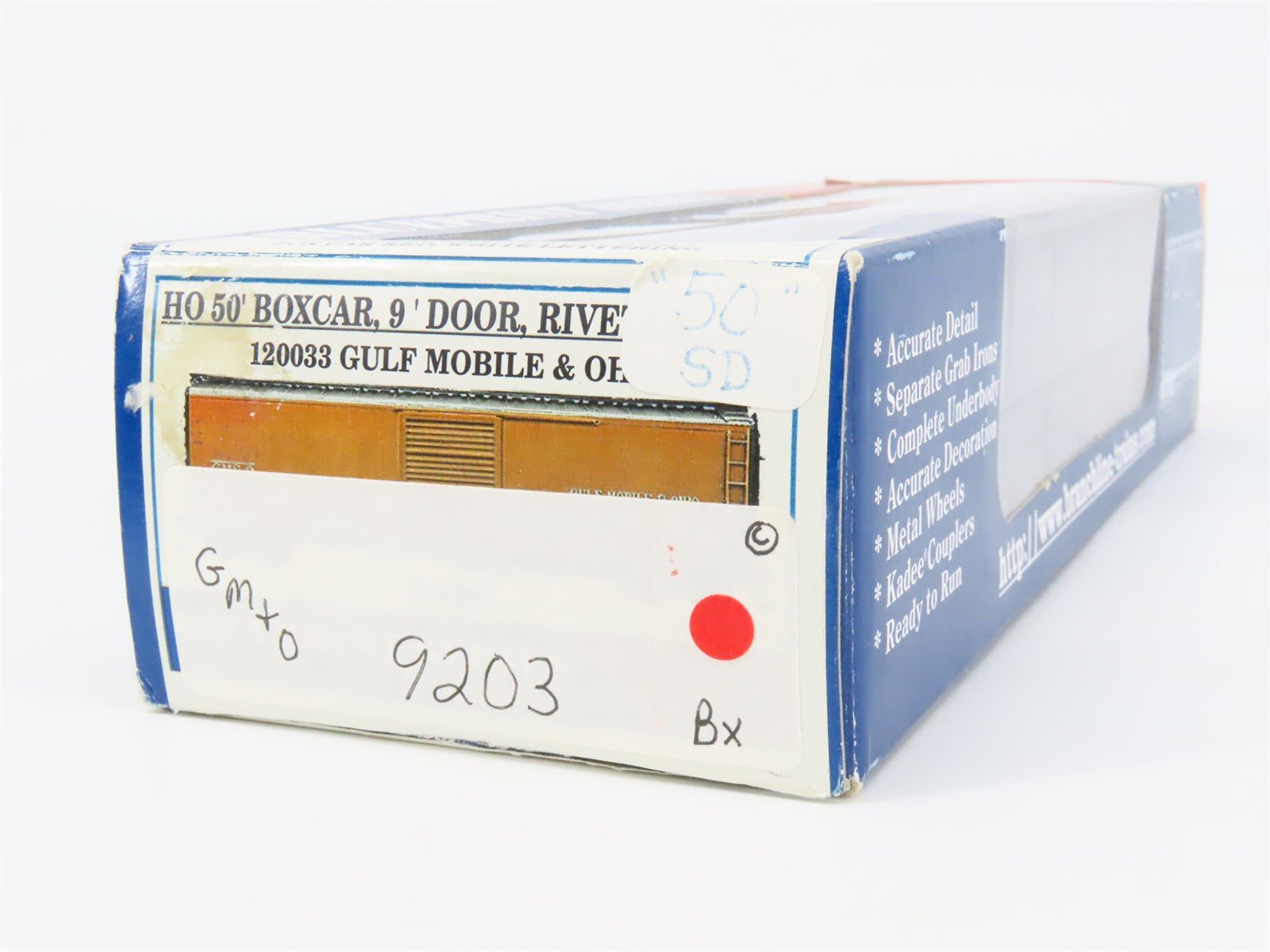 HO Scale Branchline Trains 120033 GM&O Gulf Mobile & Ohio 50' Box Car 9203 RTR