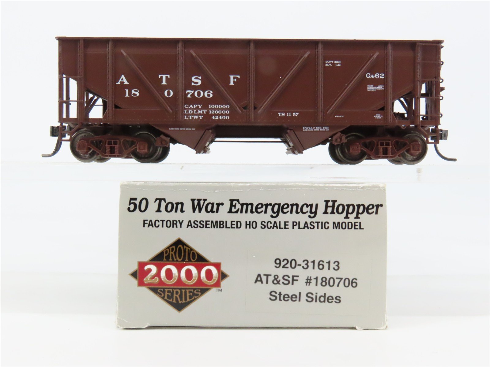 HO Scale PROTO 2000 920-31613 Santa Fe 50 Ton War Emergency 2-Bay Hopper RTR