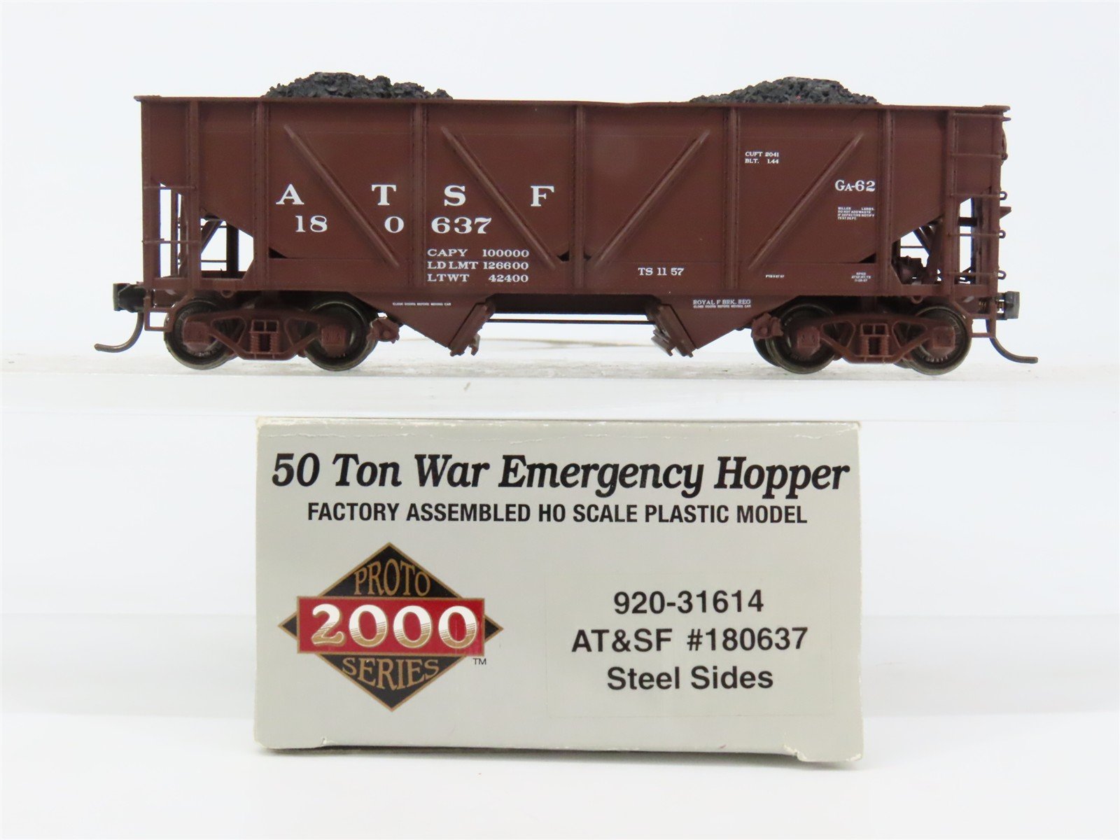 HO Scale PROTO 2000 920-31614 ATSF Santa Fe 2-Bay War Emergency Hopper RTR