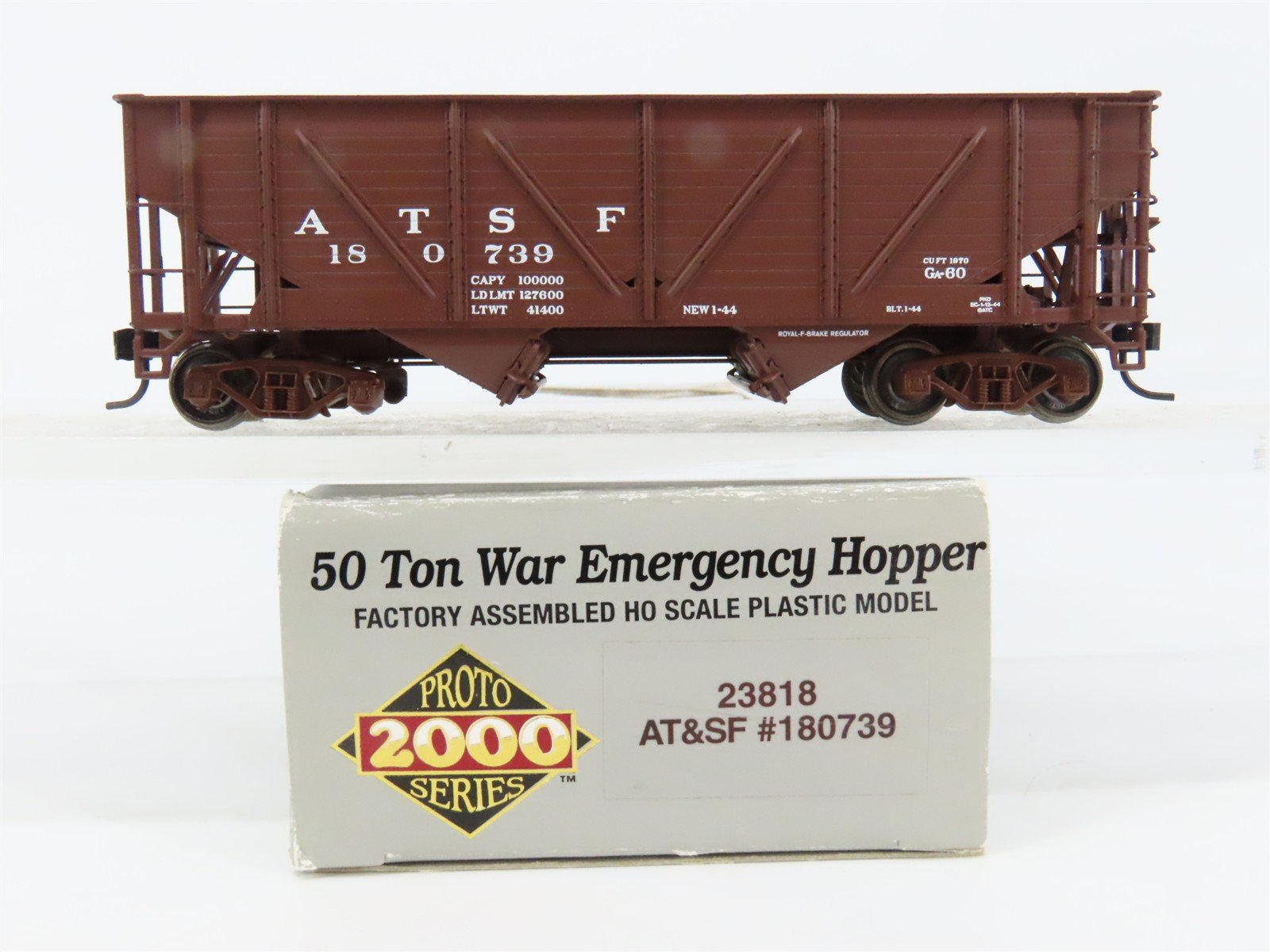 HO Scale PROTO 2000 23818 ATSF Santa Fe 2-Bay War Emergency Hopper 180739 RTR