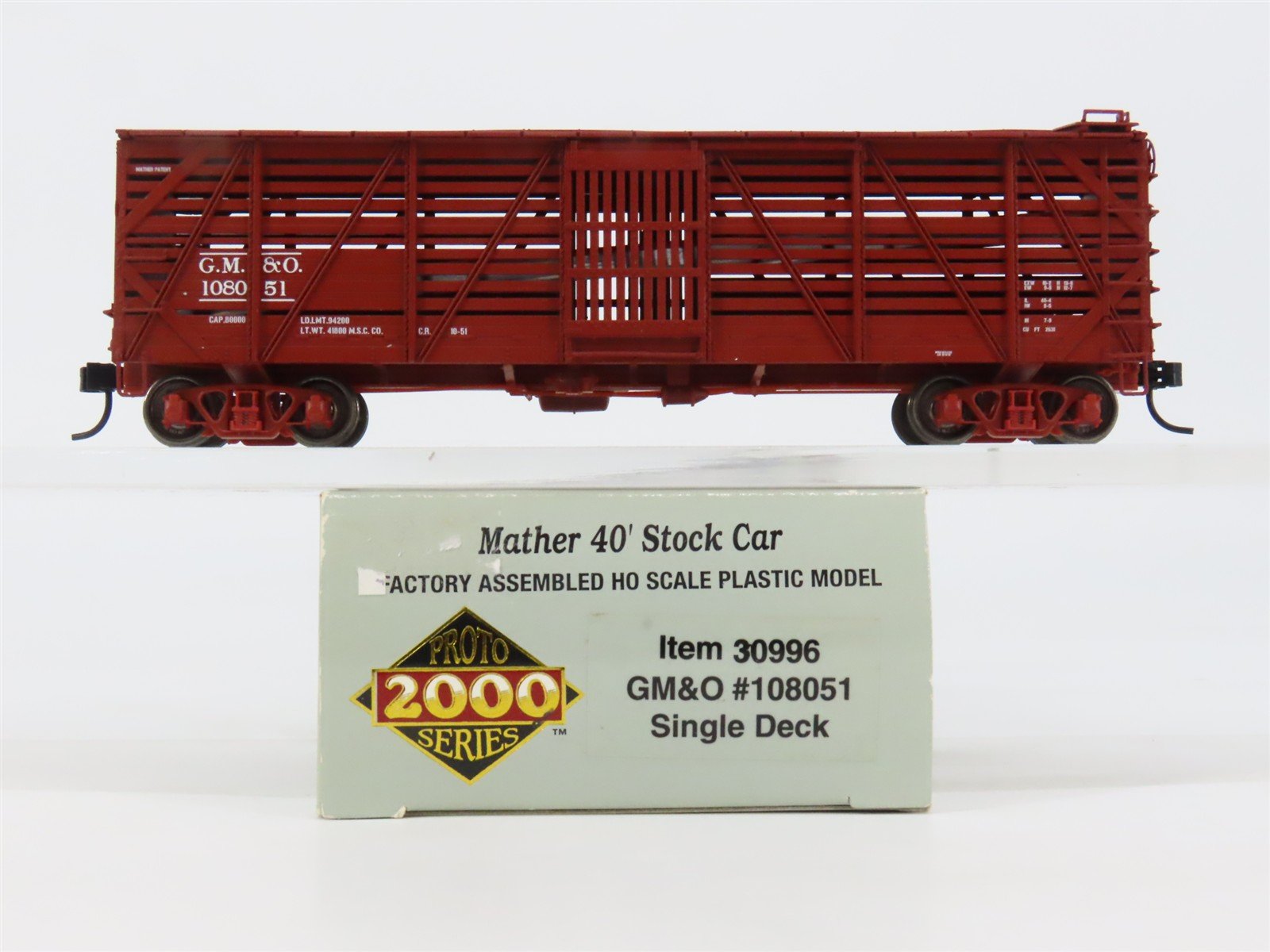 HO Scale PROTO 2000 30996 GM&O Gulf, Mobile & Ohio 40' Stock/Cattle Car RTR