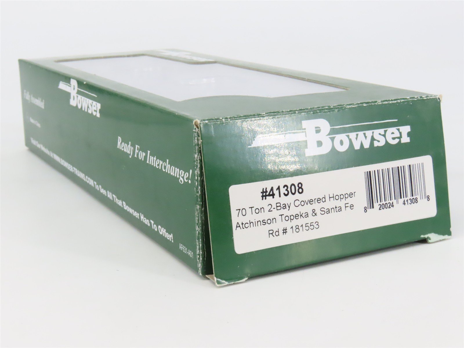 HO Scale Bowser 41308 ATSF Santa Fe 2-Bay Covered Hopper 181553 RTR