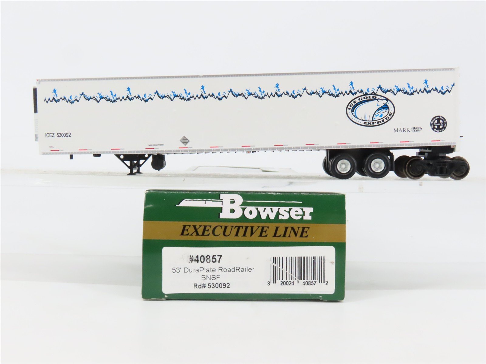 HO Scale Bowser 40857 BNSF Railway 53' 53' DuraPlate RoadRailer 530092 RTR