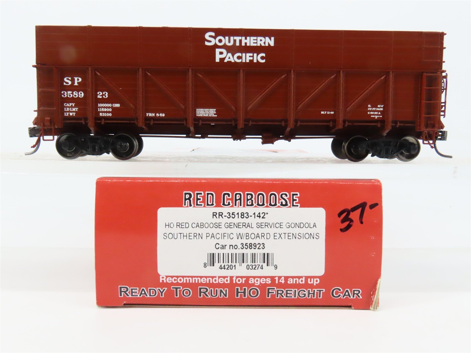 HO Scale Red Caboose RR-35183-142 SP Southern Pacific 41' Gondola 358923 RTR