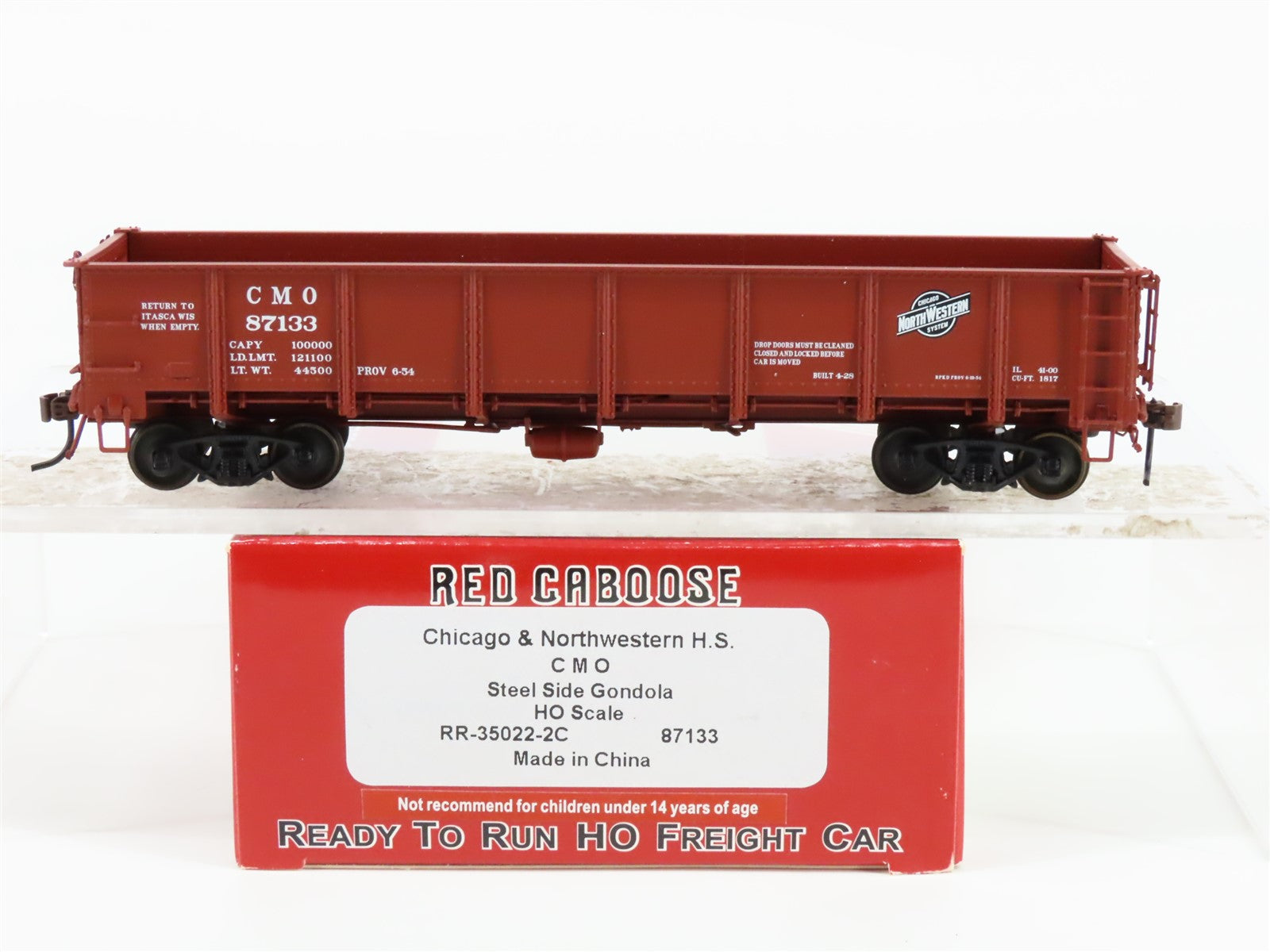 HO Scale Red Caboose RR-35022-2C Chicago & North Western Steel Side Gondola RTR