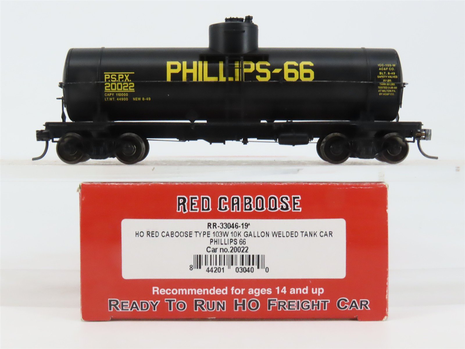 HO Scale Red Caboose RR-33046-19 PSPX Phillips 66 Tank Car 20022 RTR