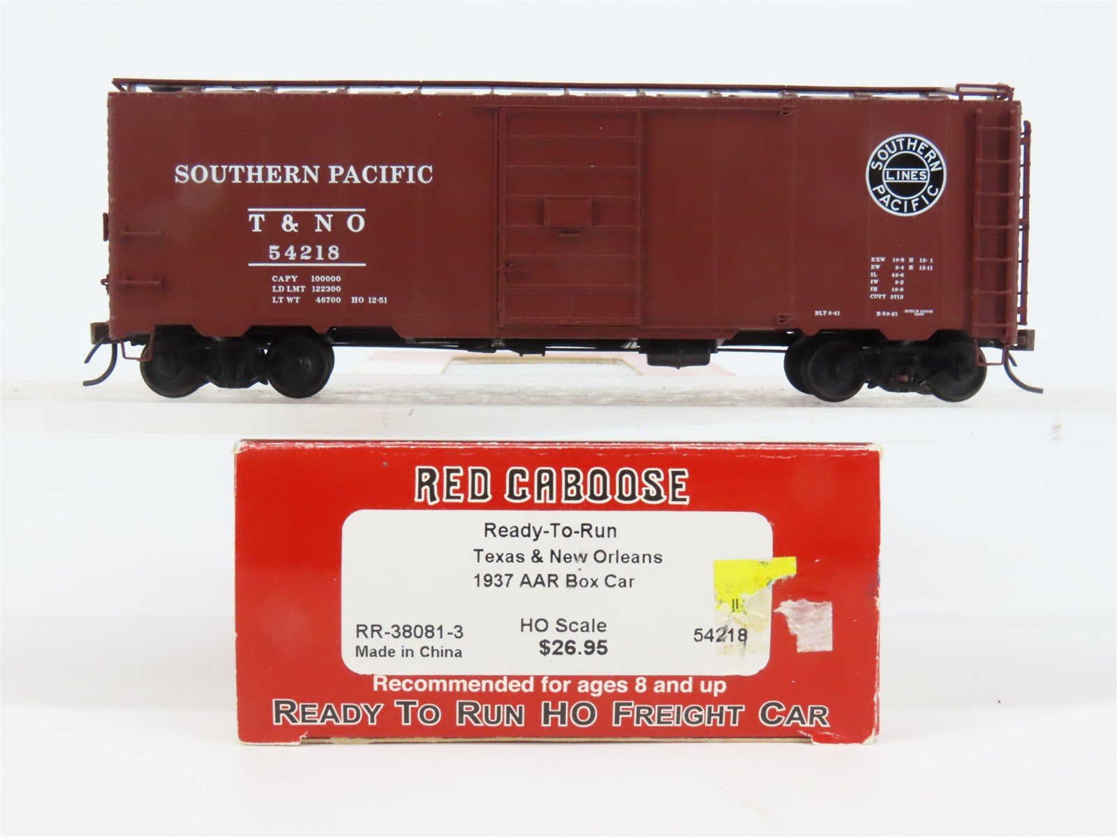 HO Scale Red Caboose RR-38081-3 T&NO Texas & New Orleans Box Car 54218 RTR