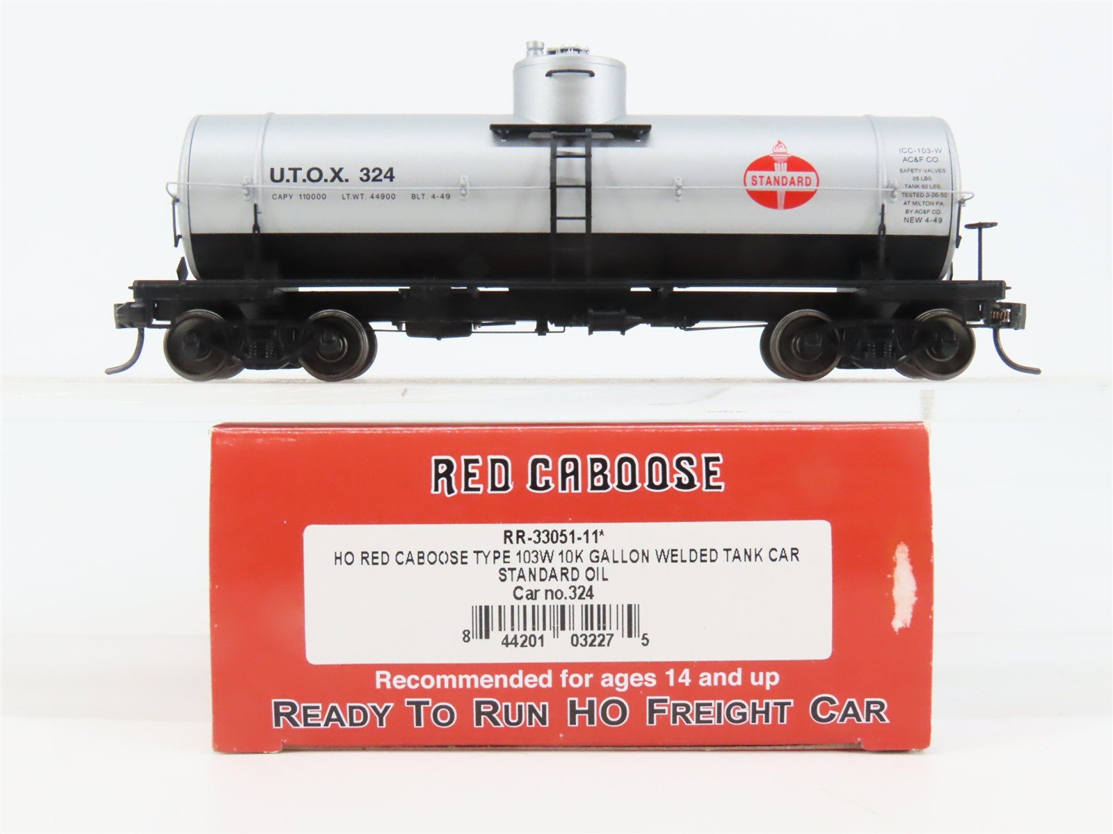 HO Scale Red Caboose RR-33051-11* UTOX Standard Oil Tank Car 324 RTR