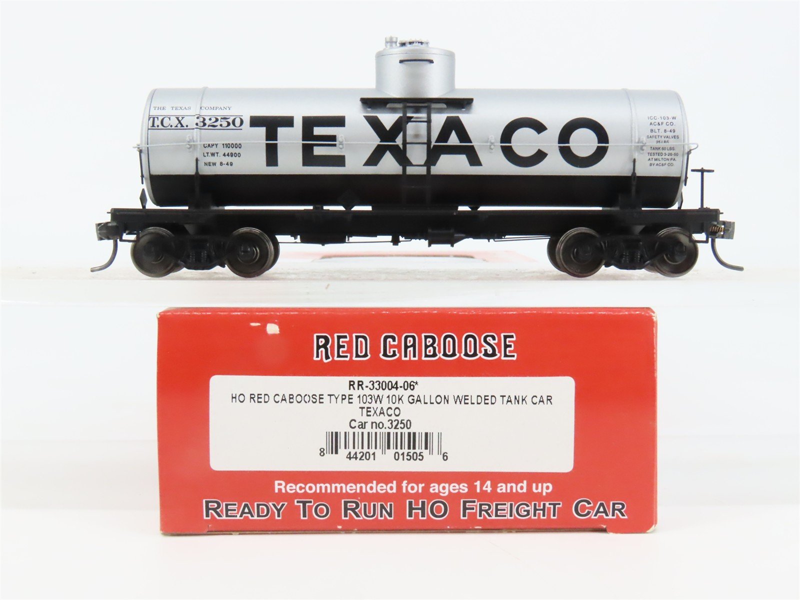 HO Scale Red Caboose RR-33004-06* TCX Texaco Tank Car 3250 RTR