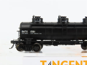 HO Scale Tangent 11519-02 GATX Lease 3-Dome 6,000 Gallon Tank Car #1591