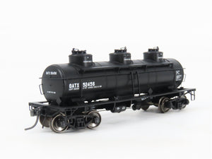 HO Scale Tangent 11511-03 GATX Black Lease 6k Gallon 3-Dome Tank Car #52456