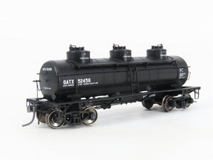 HO Scale Tangent 11511-03 GATX Black Lease 6k Gallon 3-Dome Tank Car #52456