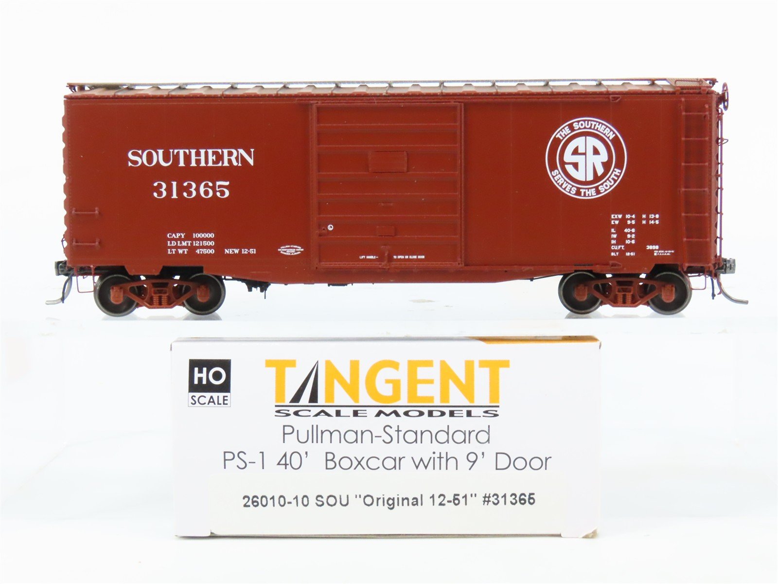 HO Scale Tangent 26010-10 SOU Southern 40' PS-1 Single Door Box Car #31365
