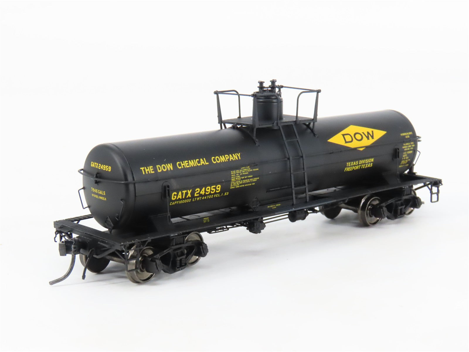 HO Scale Tangent 13013-02 GATX Dow Chemical 8k Gallon Acid Tank Car #24959
