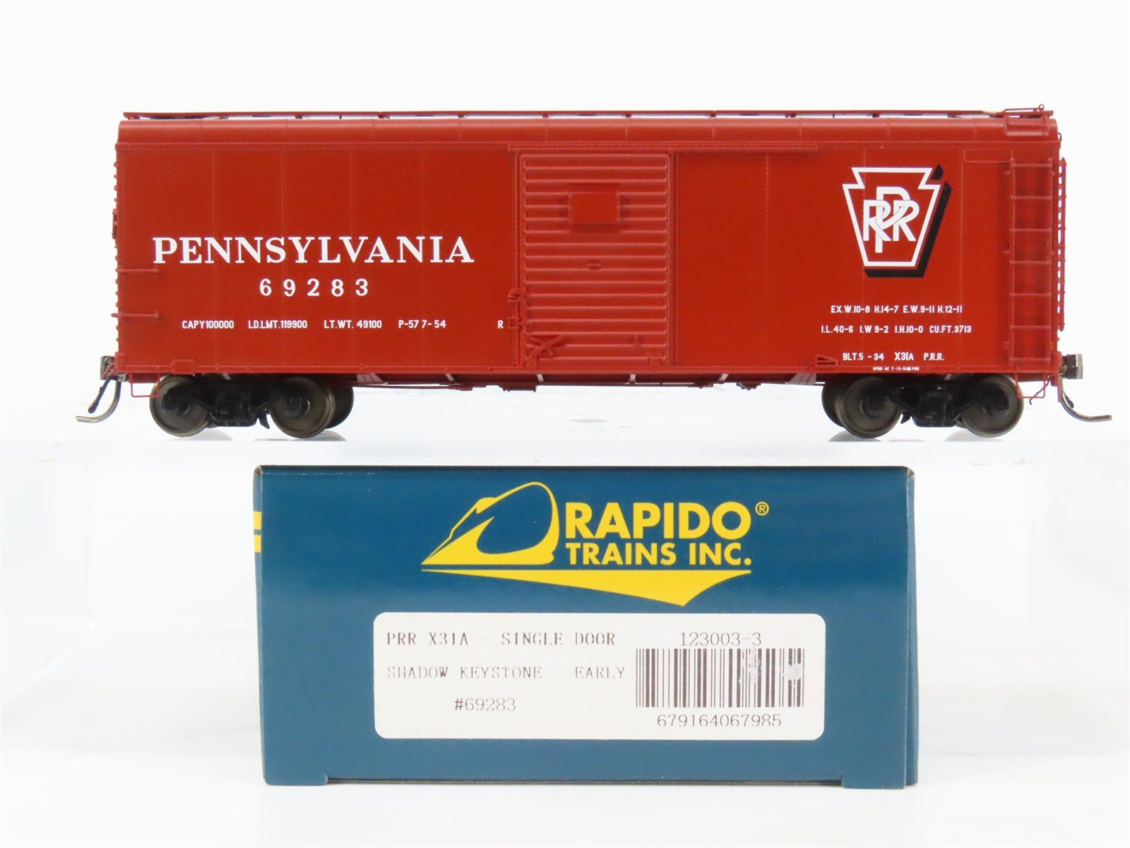 HO Scale Rapido 123003-3 PRR Pennsylvania 40' X31A Wagon Top Box Car #69283