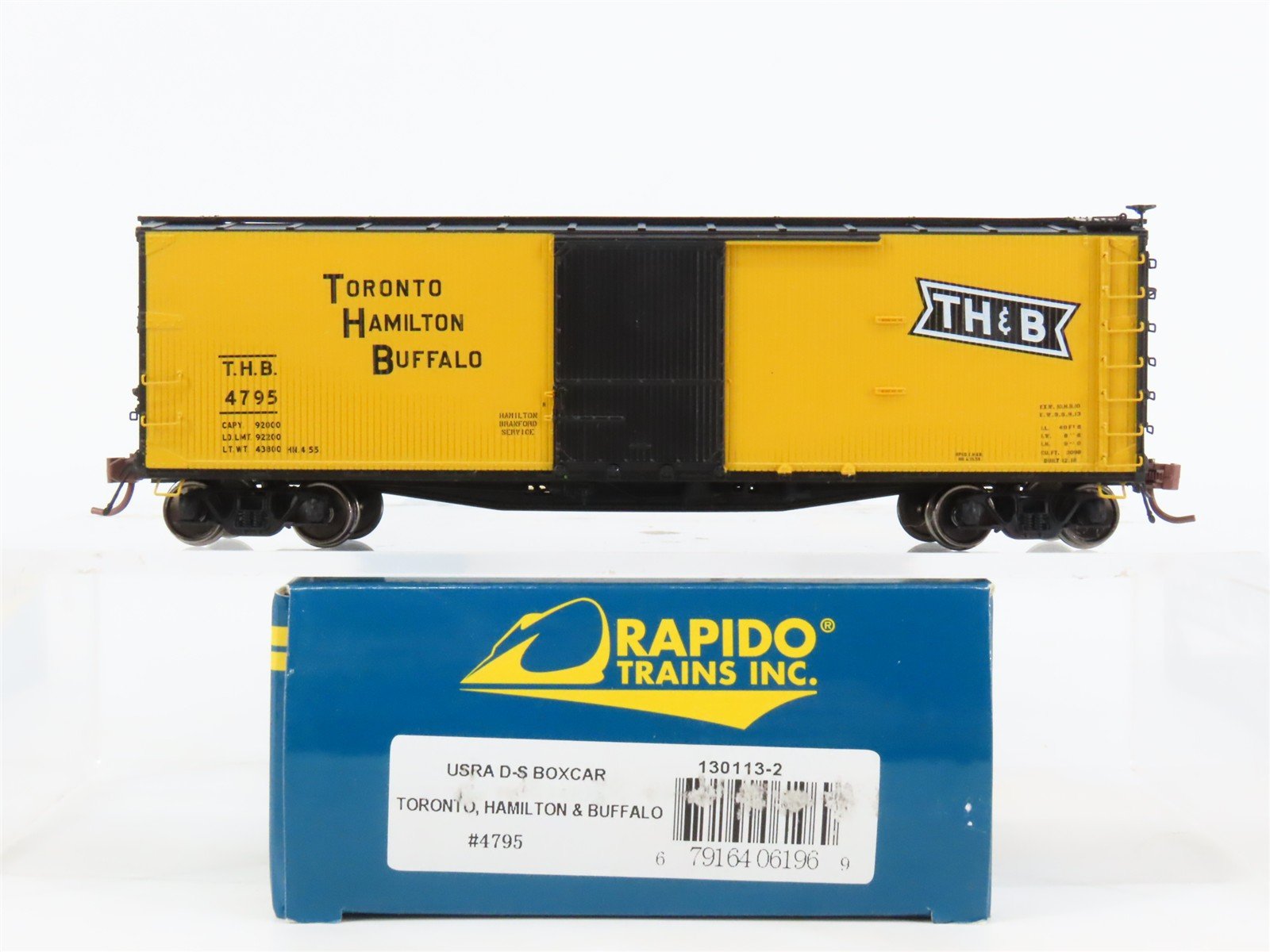 HO Scale Rapido 130113-2 TH&B 40' USRA Double-Sheathed Box Car #4795