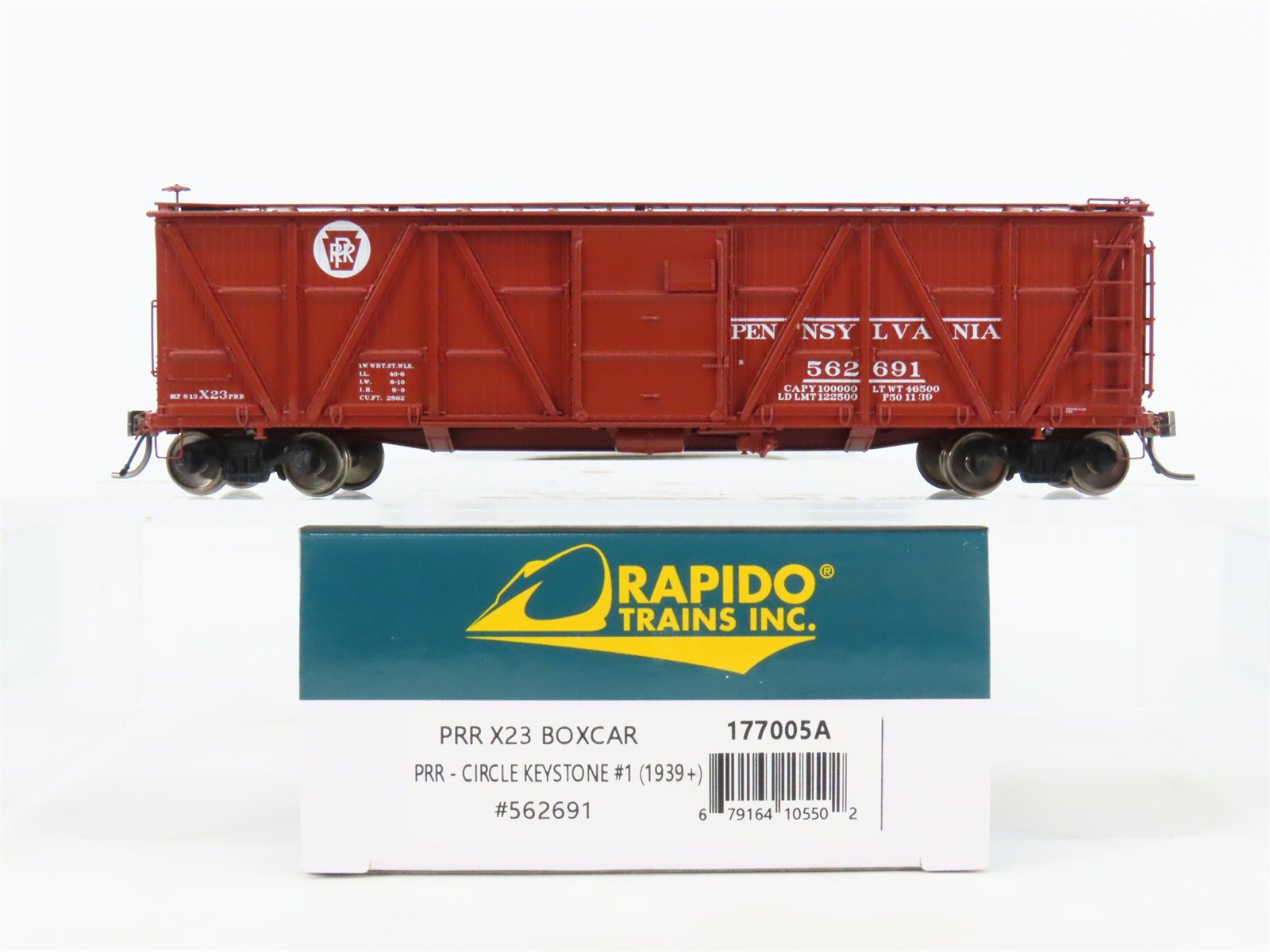 HO Scale Rapido 177005A PRR Pennsylvania 40' X23 Wood Box Car #562691