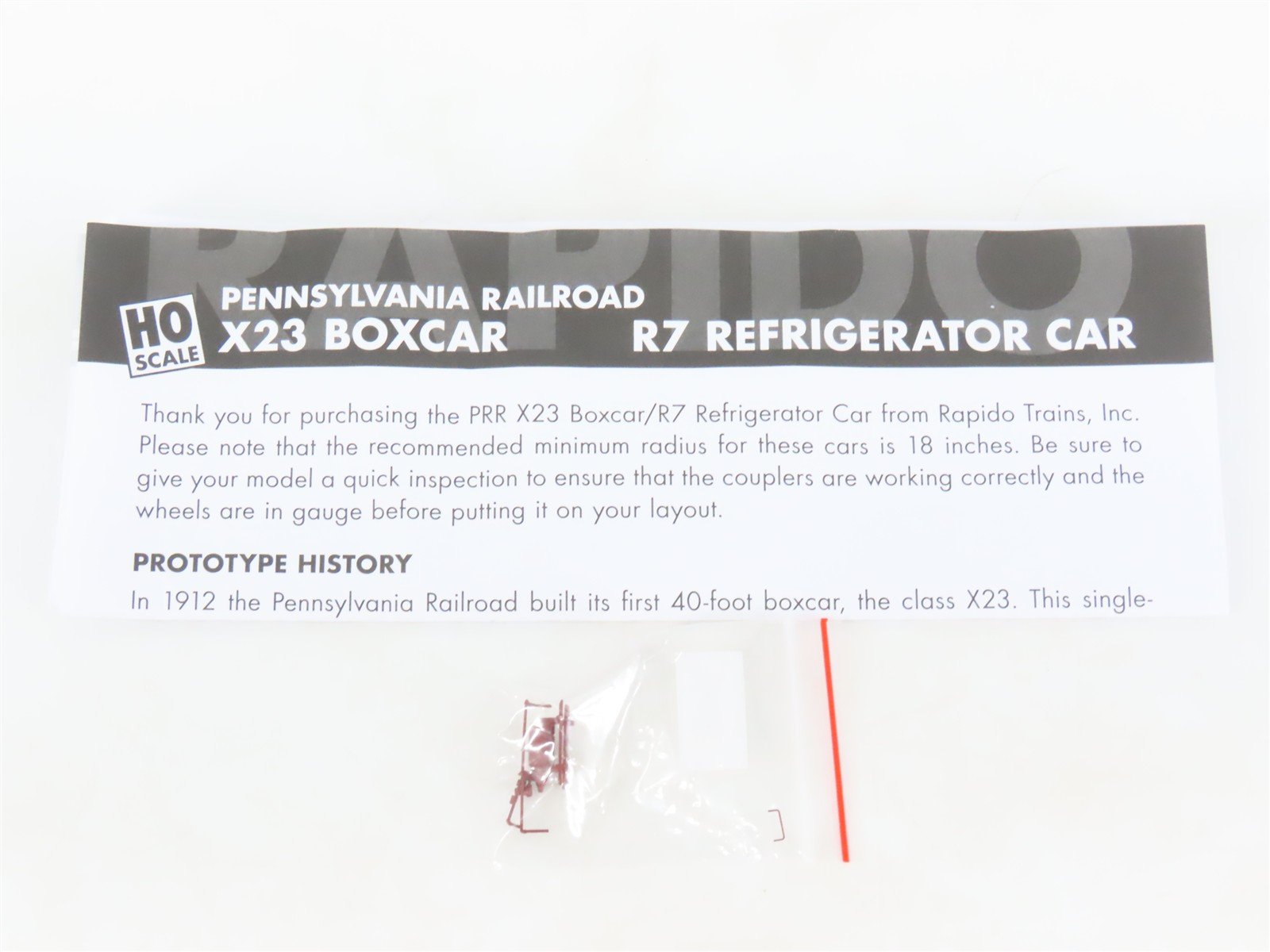 HO Scale Rapido 177006A PRR Pennsylvania 40' X23 Wood Box Car #532849