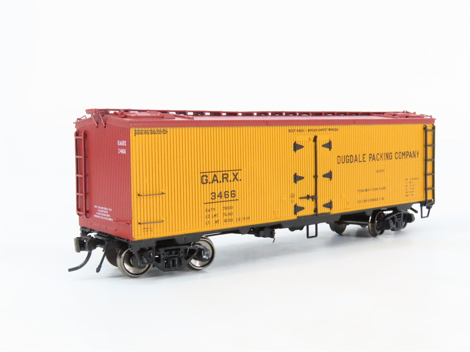 HO Scale Rapido 121005-3 GARX Dugdale Packing Co. 37' Meat Reefer #3466