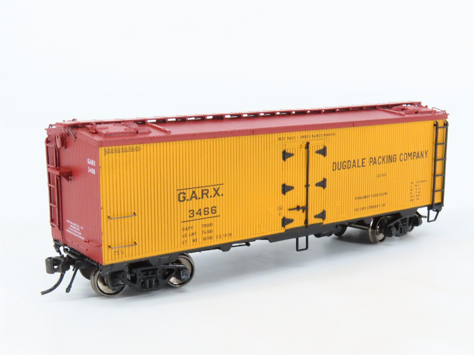 HO Scale Rapido 121005-3 GARX Dugdale Packing Co. 37' Meat Reefer #3466