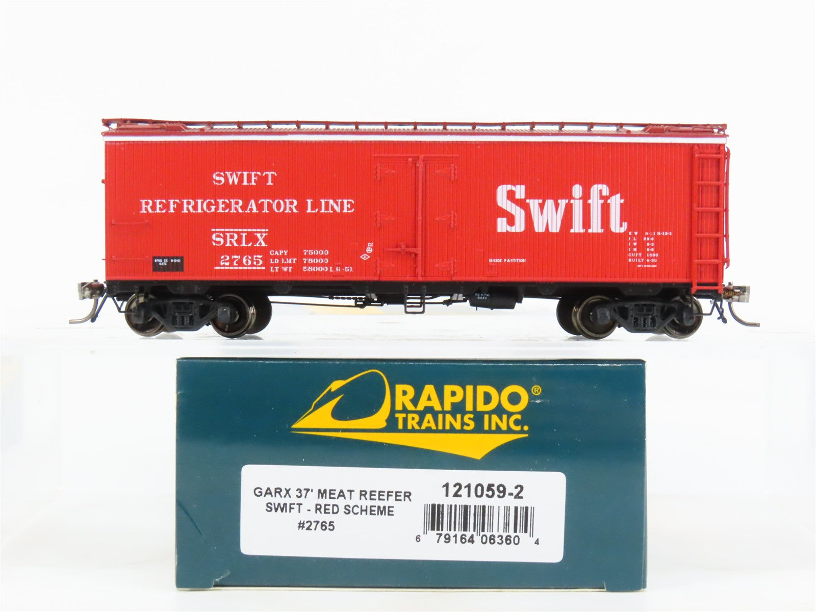 HO Scale Rapido 121059-2 SRLX Swift Refrigerator Line GARX 37' Meat Reefer #2765